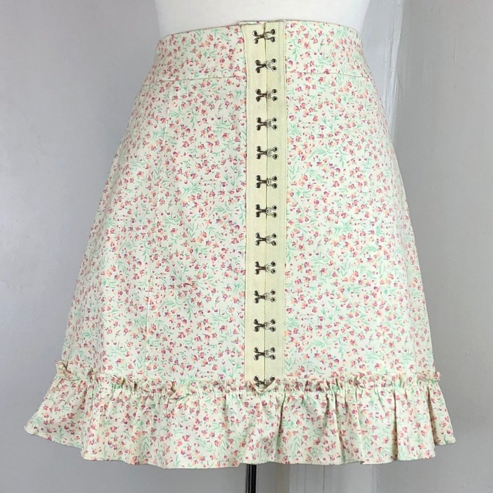 Urban Outfitters Floral Hook & Eye Mini Skirt